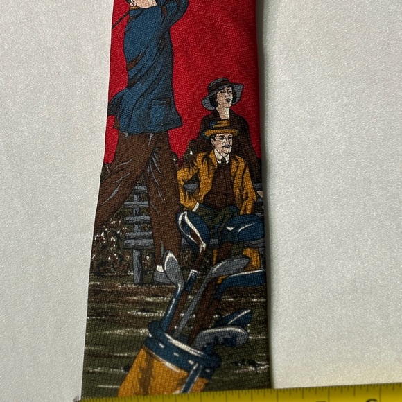 Men’s Donberry & Keats Red 100% Silk Golfer Tie VGUC - Picture 8 of 10
